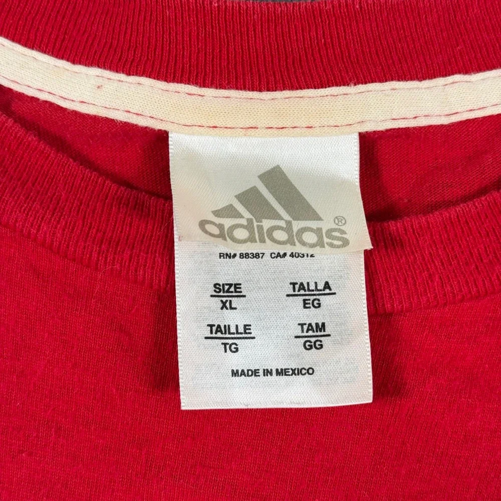 Vintage T-Shirt Adidas XL Red Long Sleeve Graphic Logo Cotton Flaw‎ Men's